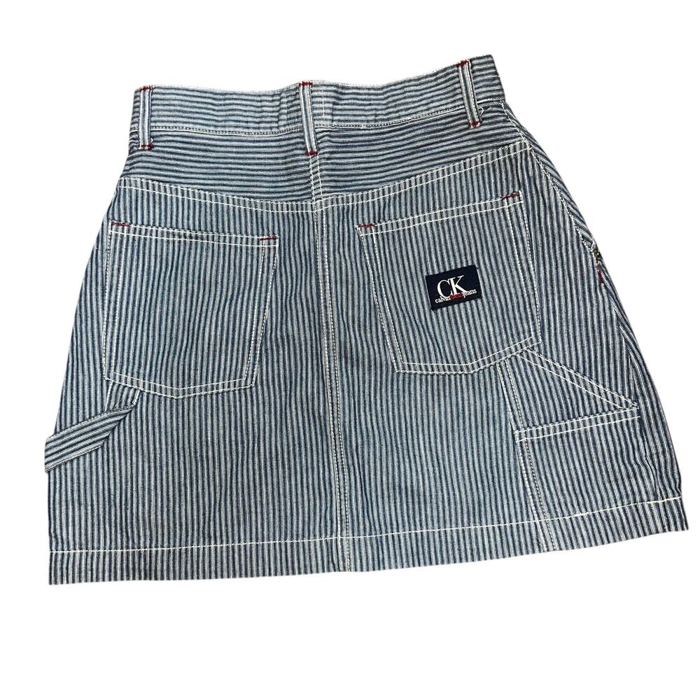 Vintage 90s Calvin Klein Jeans Aline cargo mini skirt blue/ white striped  sz 6